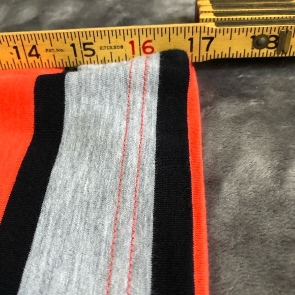 𝅺BOYS Hurley Orange gray and black striped collared short sleeve shirt lg 12-13 - Picture 7 of 8